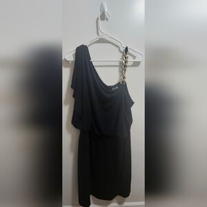 Emma & Michele Black One Shoulder Chain Strap Cocktail Dress L